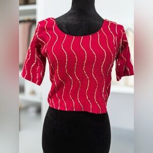 Red Women's Top with Gold Accents